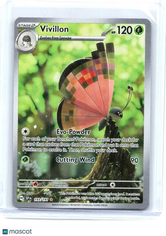 2024 Pokemon—Vivillon #193 Surging Sparks—Illustration Rare Holo