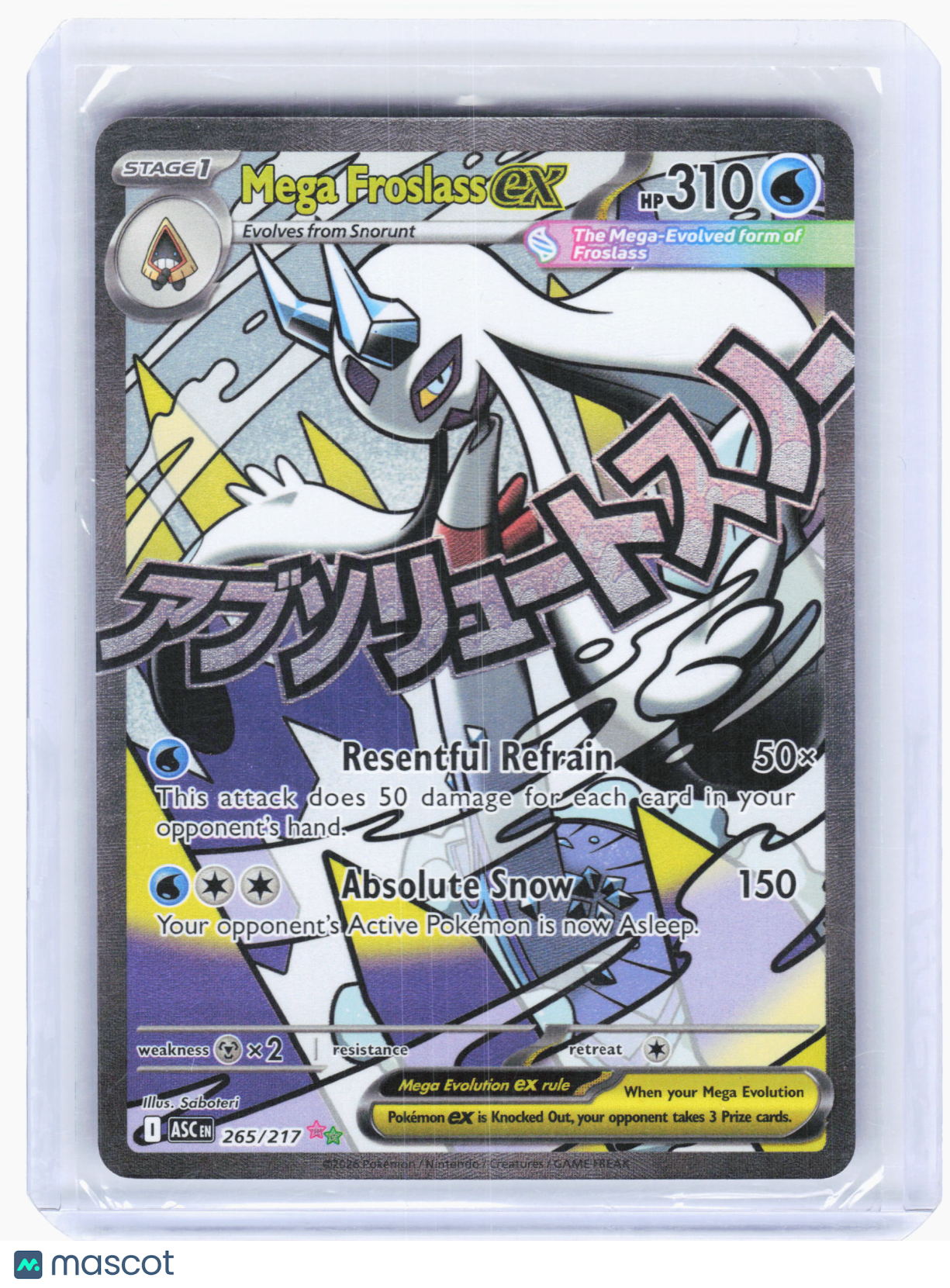 2026 Pokemon—Mega Froslass ex #265/217 Ascended Heroes—Mega Attack Rare Holo
