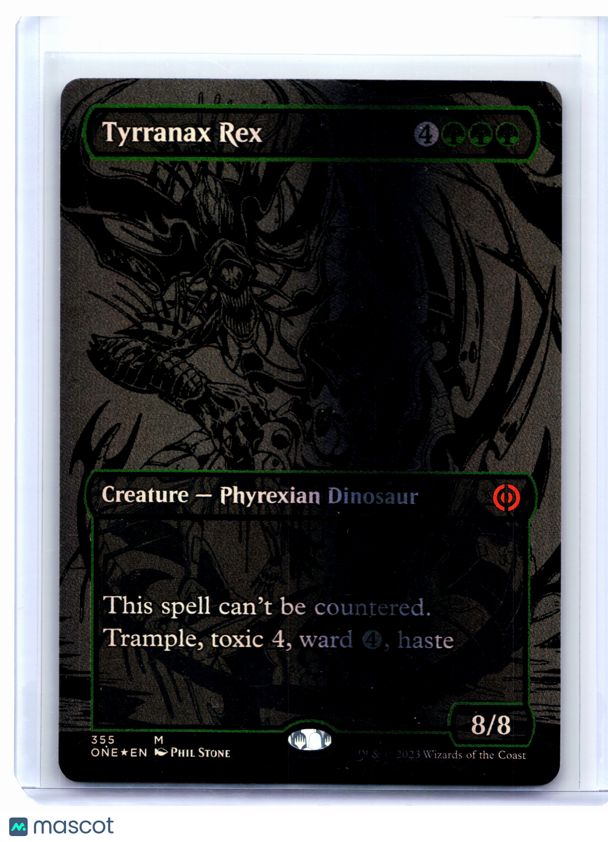 2023 Magic: The Gathering—Tyrranax Rex #355 ONE—Mythic Oil Slick Raised Foil