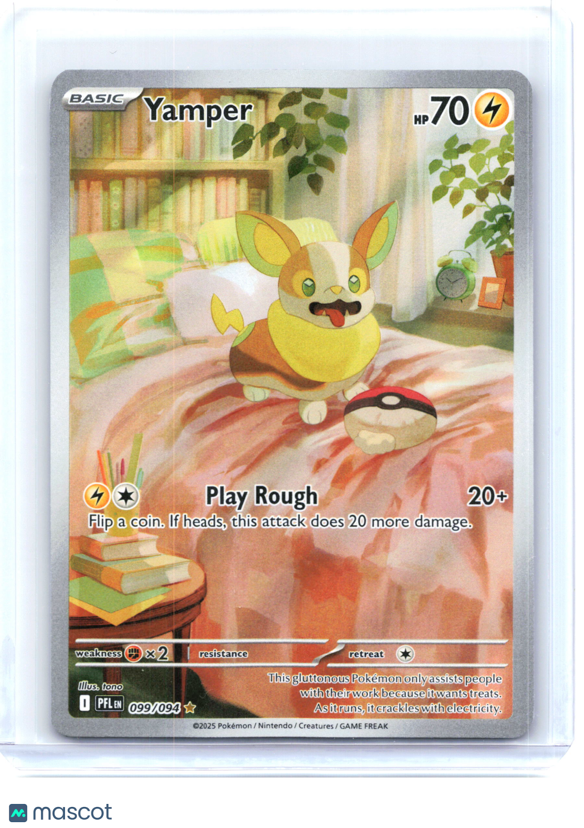 2025 Pokemon—Yamper #99 Phantasmal Flames—Illustration Rare Holo