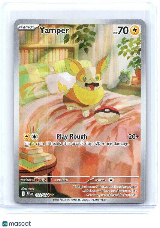 2025 Pokemon—Yamper #99 Phantasmal Flames—Illustration Rare Holo