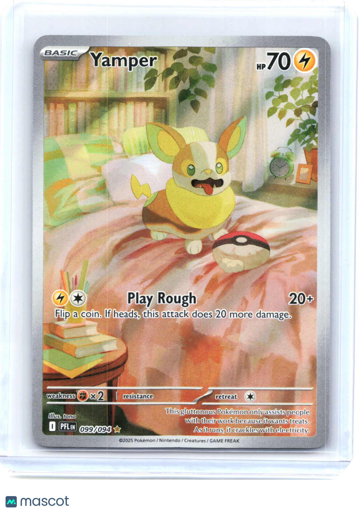 2025 Pokemon—Yamper #99 Phantasmal Flames—Illustration Rare Holo