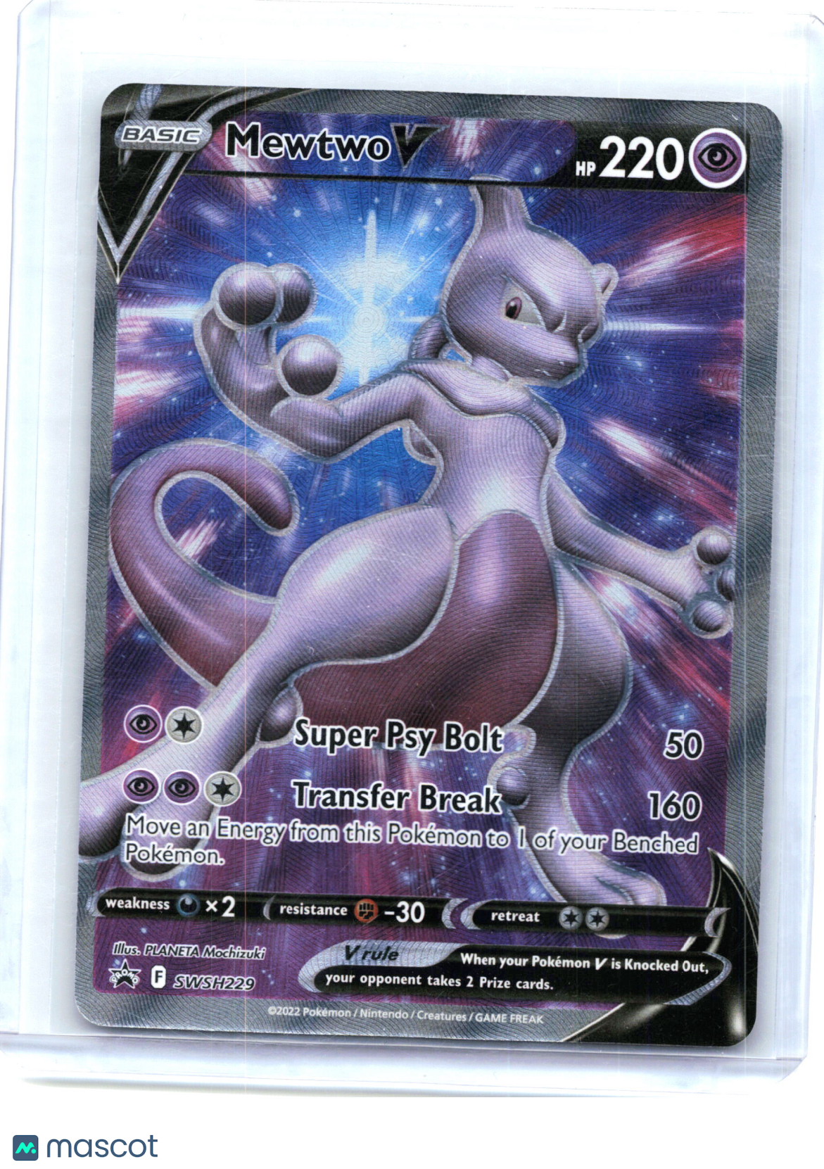 2022 Pokemon—Mewtwo V #SWSH229 Sword & Shield Promo Cards—Black Star Promo Holo
