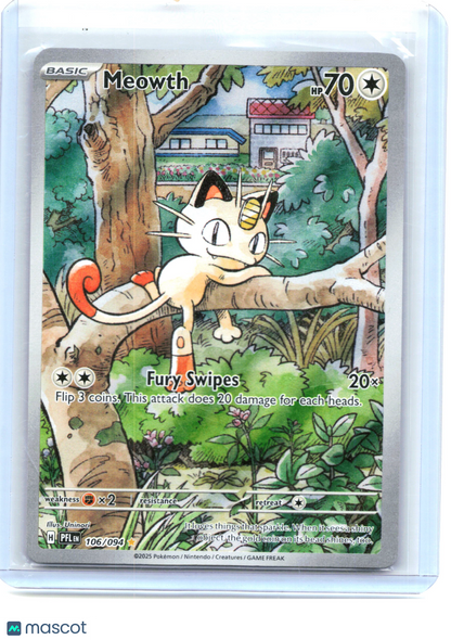 2025 Pokemon—Meowth #106 Phantasmal Flames—Illustration Rare Holo