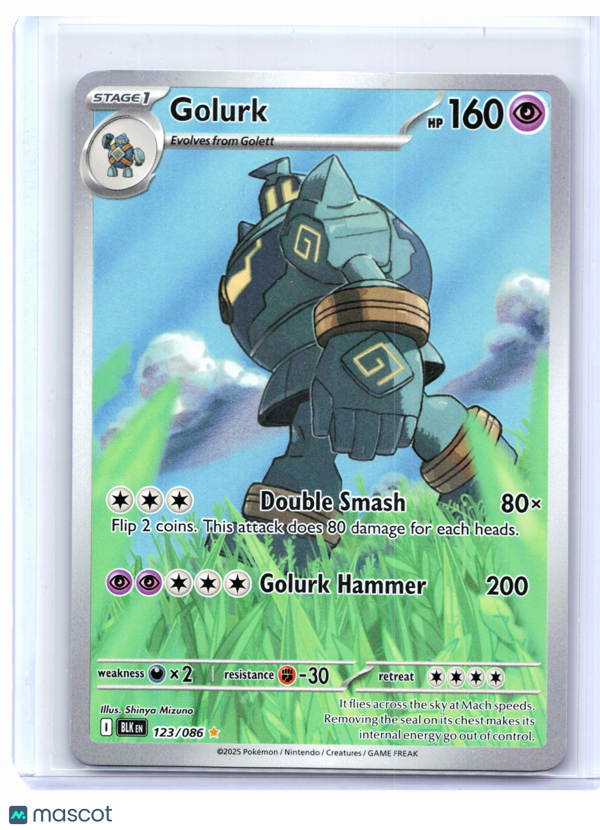 2025 Pokemon—Golurk #123/086 Black Bolt—Illustration Rare Holo [Lightly Played]