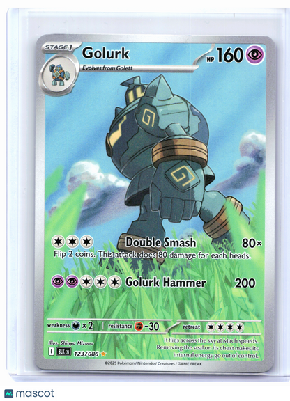 2025 Pokemon—Golurk #123/086 Black Bolt—Illustration Rare Holo [Lightly Played]