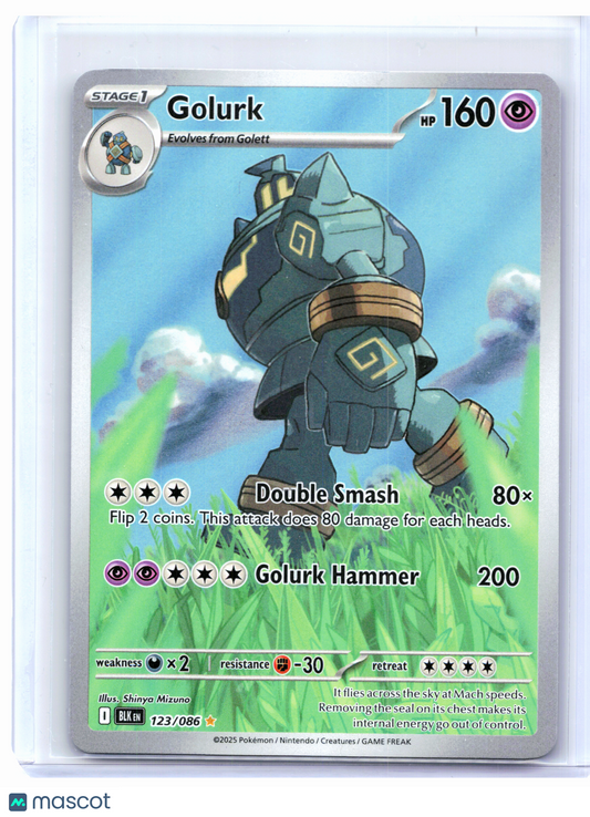 2025 Pokemon—Golurk #123/086 Black Bolt—Illustration Rare Holo [Lightly Played]