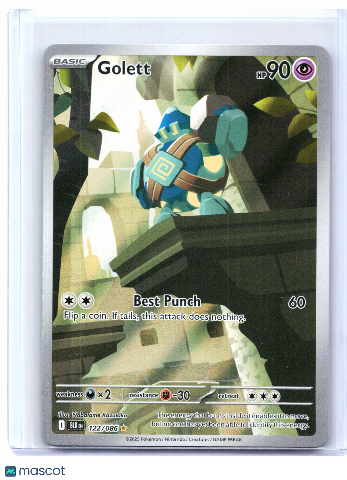 2025 Pokemon—Golett #122/086 Black Bolt—Illustration Rare Holo