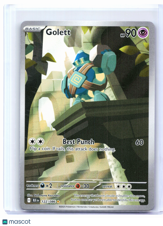 2025 Pokemon—Golett #122/086 Black Bolt—Illustration Rare Holo