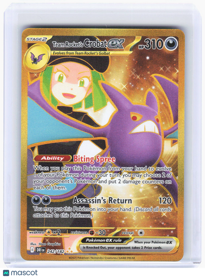 2025 Pokemon—Team Rocket's Crobat ex #242/182 Destined Rivals—Hyper Rare Gold