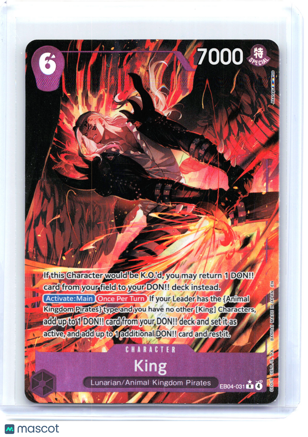 2024 One Piece Card Game—King #EB04-031 The Azure Sea's Seven—Rare Foil (AA)