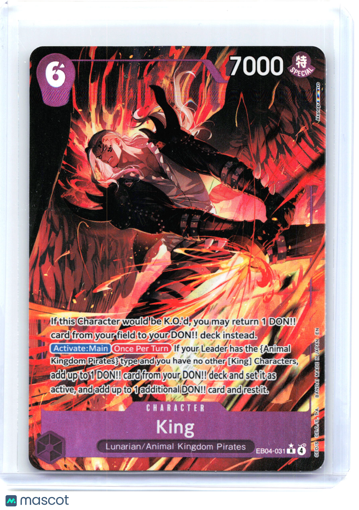 2024 One Piece Card Game—King #EB04-031 The Azure Sea's Seven—Rare Foil (AA)