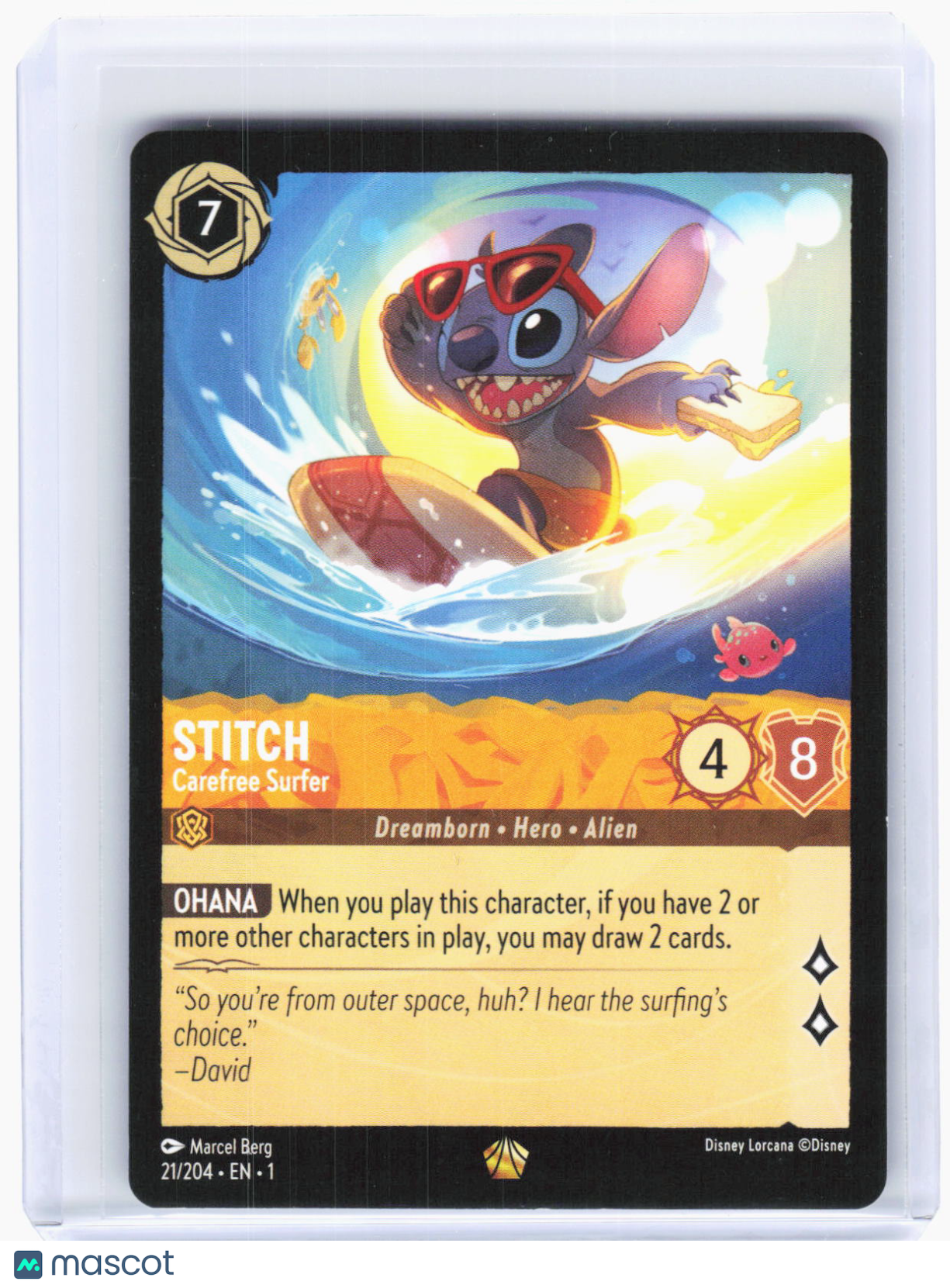 2023 Lorcana—Stitch - Carefree Surfer #21/204 The First Chapter—LGND Non-Foil