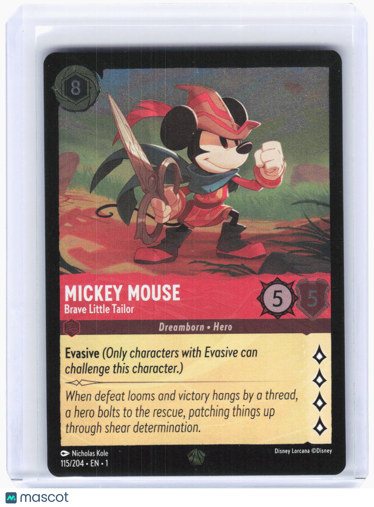 2023 Disney Lorcana—Mickey Mouse #115/204 The First Chapter—Legendary Foil