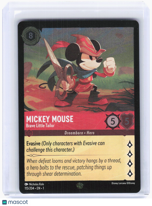 2023 Disney Lorcana—Mickey Mouse #115/204 The First Chapter—Legendary Foil