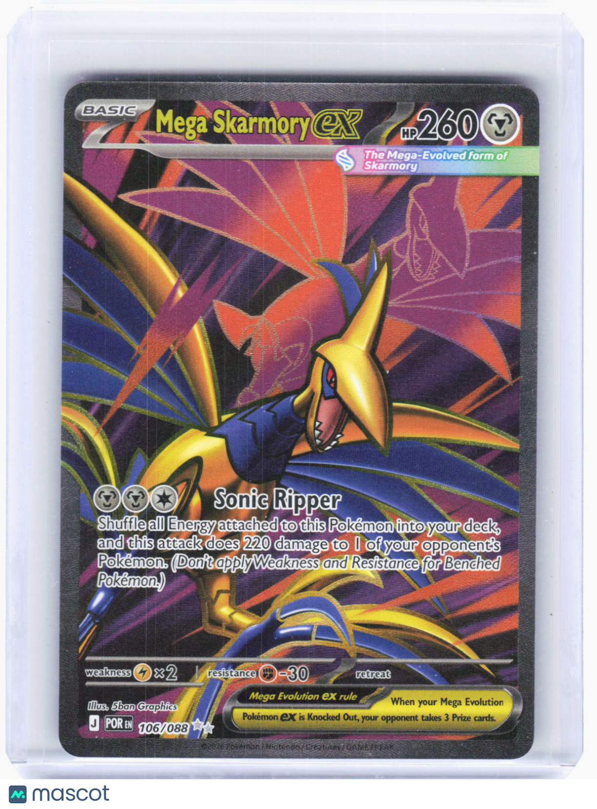 2025 Pokemon—Mega Skarmory ex #106/88 Perfect Order—Ultra Rare Foil