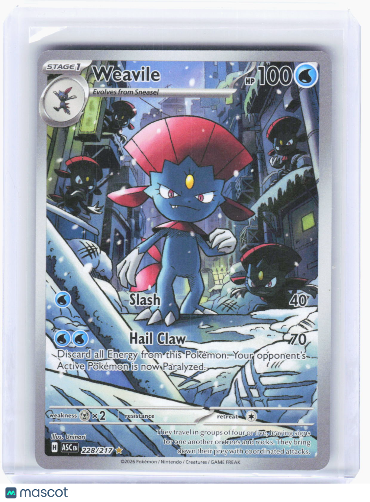 2026 Pokemon—Weavile #228/217 Ascended Heroes—Illustration Rare Foil