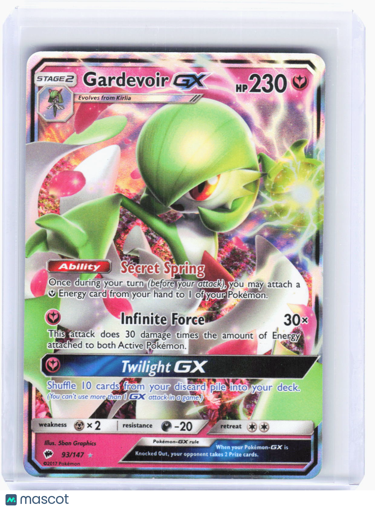 2017 Pokemon—Gardevoir GX #93/147 Burning Shadows—Ultra Rare Foil