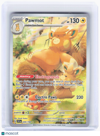 2023 Pokemon—Pawmot #209/198 Scarlet & Violet Base Set—Illustration Rare Foil