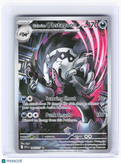 2026 Pokemon—Galarian Obstagoon #245/217 Ascended Heroes—Illustration Rare Foil