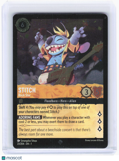 2023 Lorcana—Stitch - Rock Star #23/204 The First Chapter—Super Rare Foil