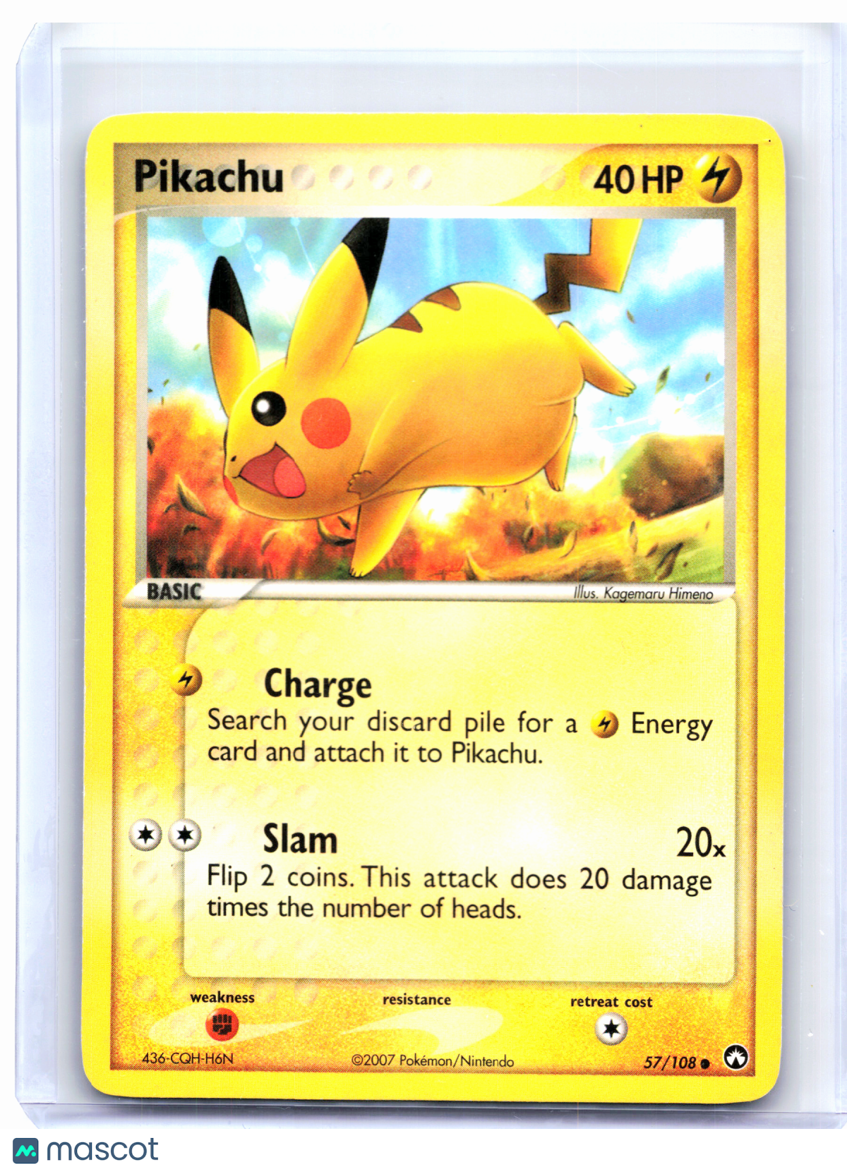 2007 Pokemon—Pikachu #57/108 EX Power Keepers—Common Nonholo [Moderately Played]