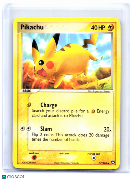 2007 Pokemon—Pikachu #57/108 EX Power Keepers—Common Nonholo [Moderately Played]