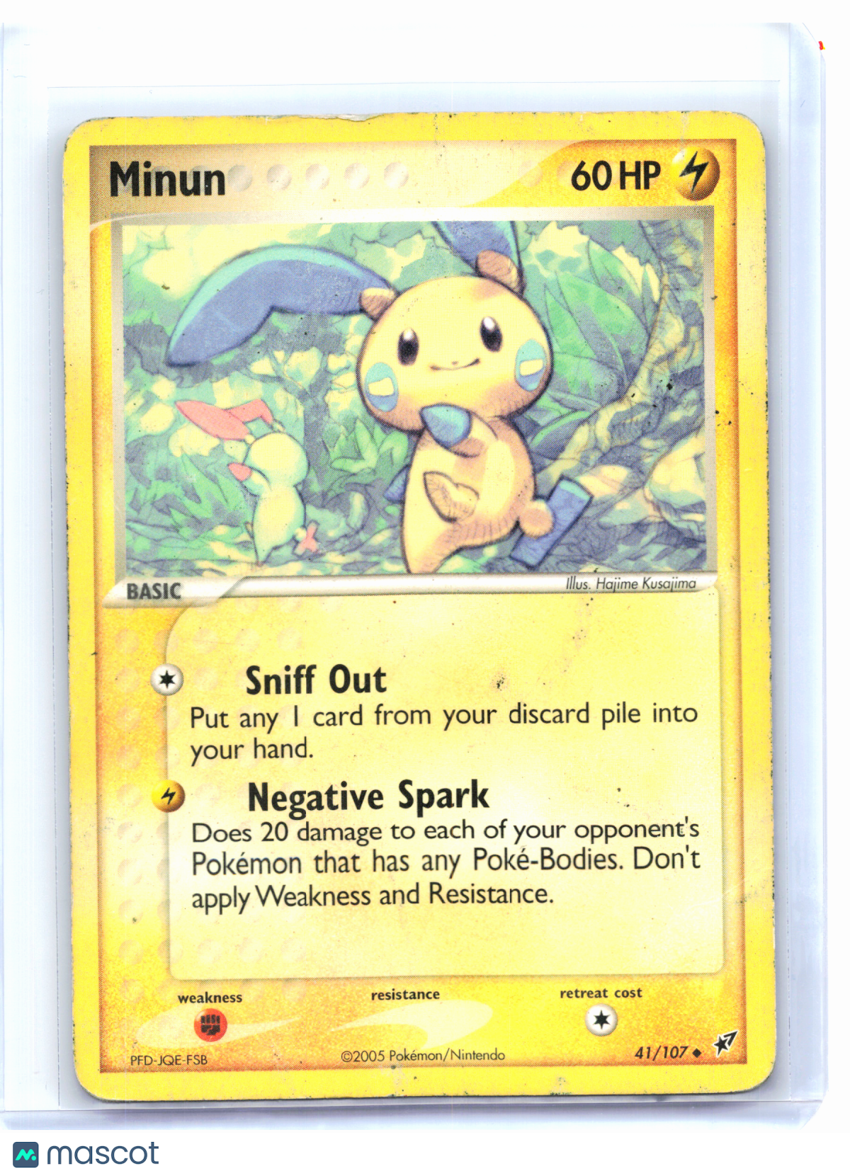 2005 Pokemon—Minun #41/107 EX Deoxys—Uncommon Nonholo [Damaged]
