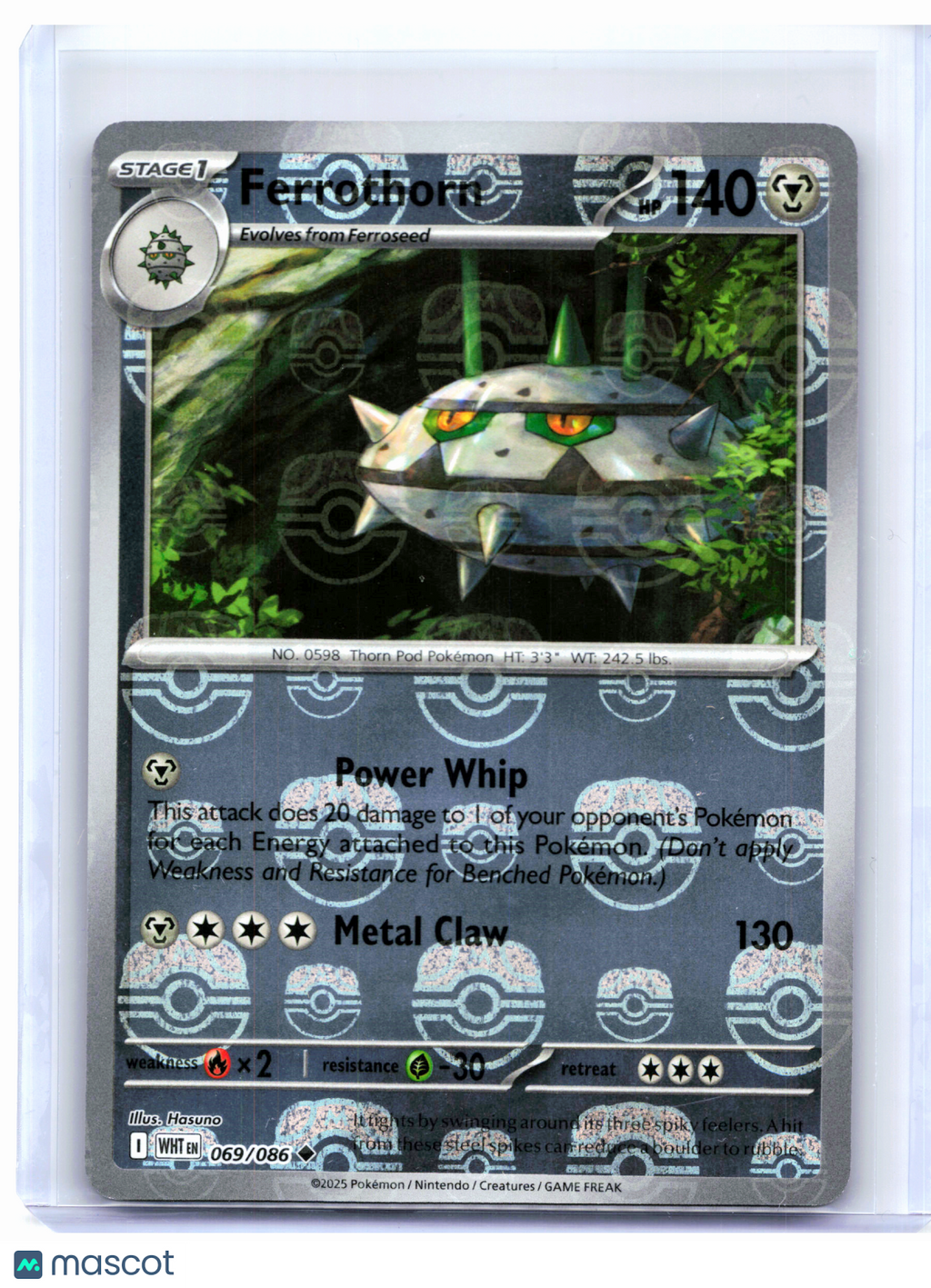 2025 Pokemon—Ferrothorn (Master Ball Pattern) #069/086 White Flare—Uncommon Holo