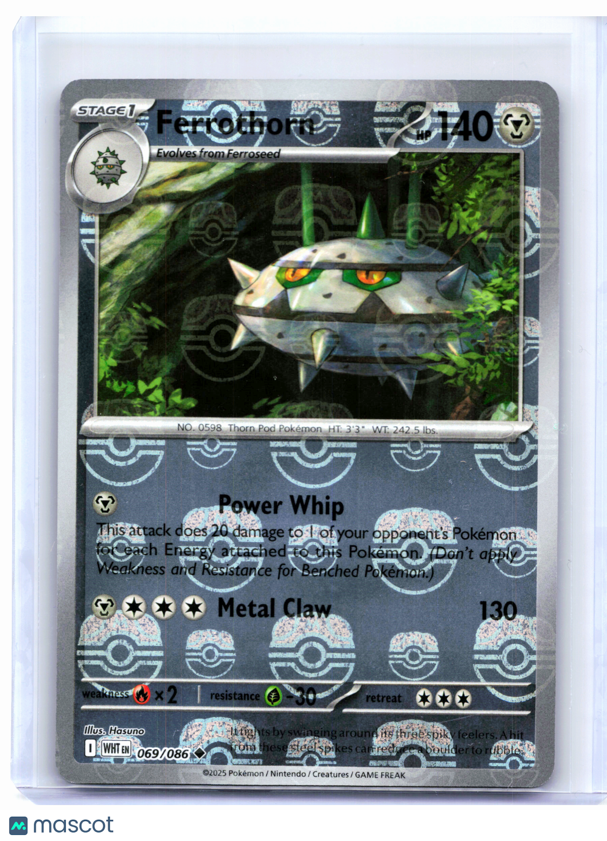 2025 Pokemon—Ferrothorn (Master Ball Pattern) #069/086 White Flare—Uncommon Holo