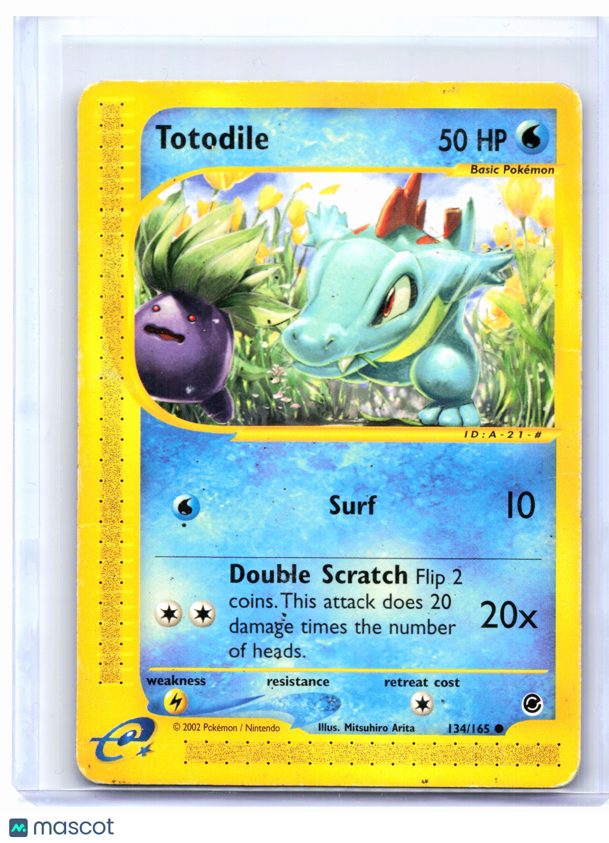2002 Pokemon—Totodile #134/165 Expedition Base Set—Common Nonholo [Damaged]