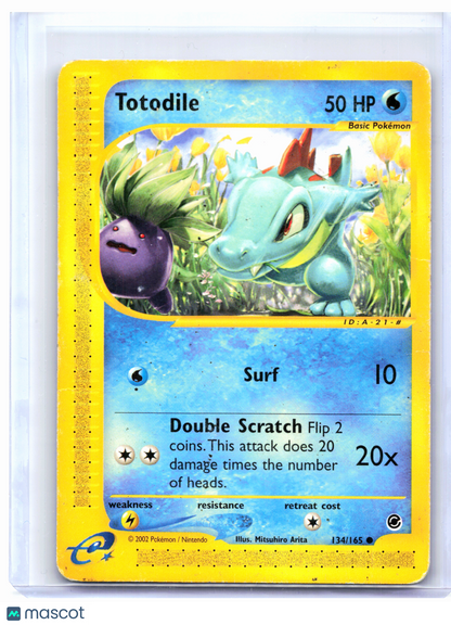 2002 Pokemon—Totodile #134/165 Expedition Base Set—Common Nonholo [Damaged]