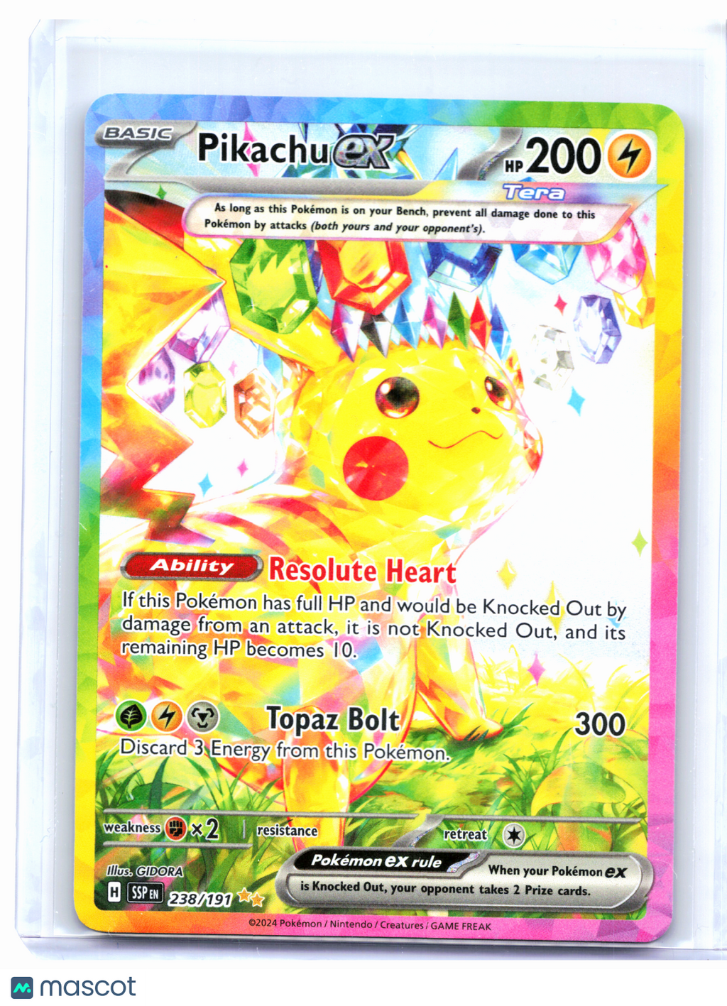2024 Pokemon—Pikachu ex #238/191 Surging Sparks—Special Illustration Rare Holo