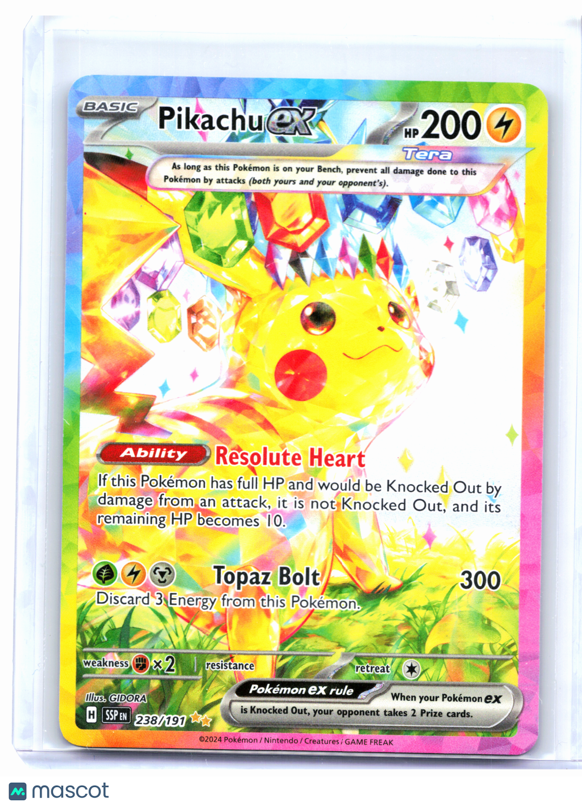 2024 Pokemon—Pikachu ex #238/191 Surging Sparks—Special Illustration Rare Holo