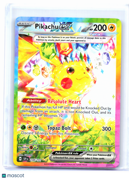 2024 Pokemon—Pikachu ex #238/191 Surging Sparks—Special Illustration Rare Holo