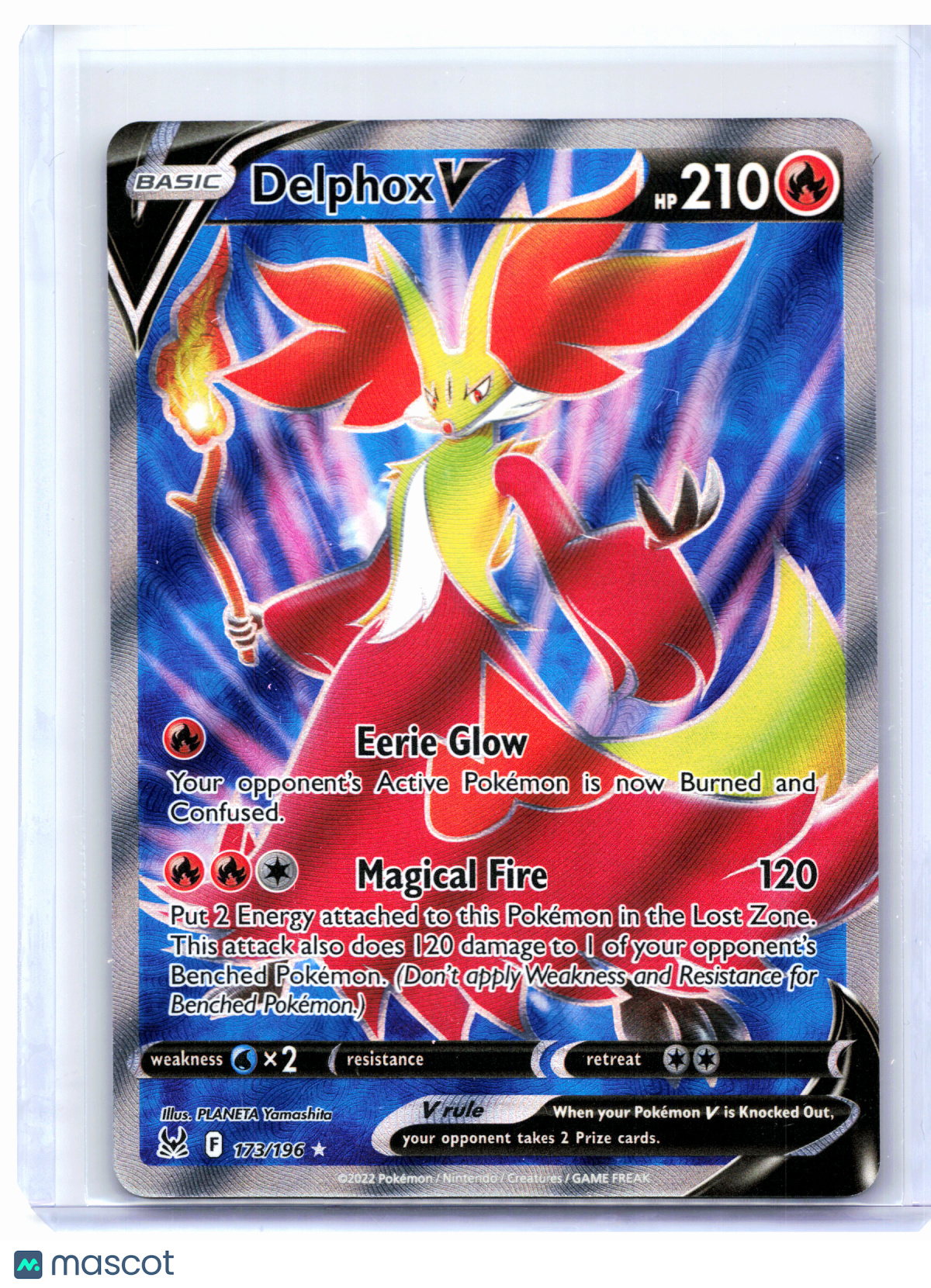 2022 Pokemon—Delphox V #173/196 Lost Origin—Ultra Rare Holo