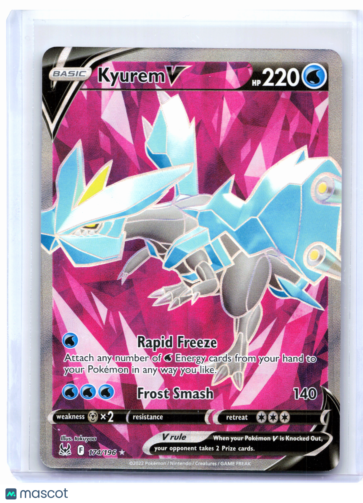 2022 Pokemon—Kyurem V #174/196 Lost Origin—Ultra Rare Holo