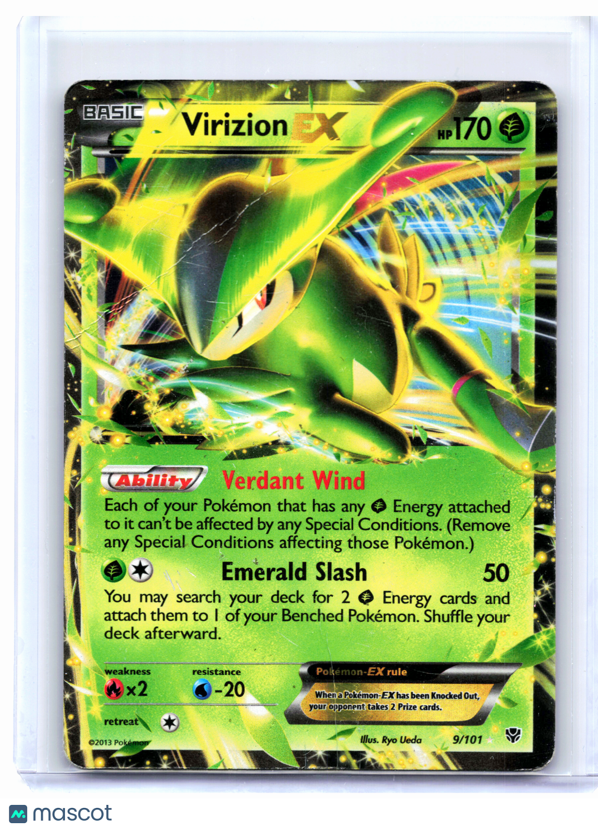 2013 Pokemon—Virizion EX #9/101 Plasma Blast—Ultra Rare Holo [Damaged]