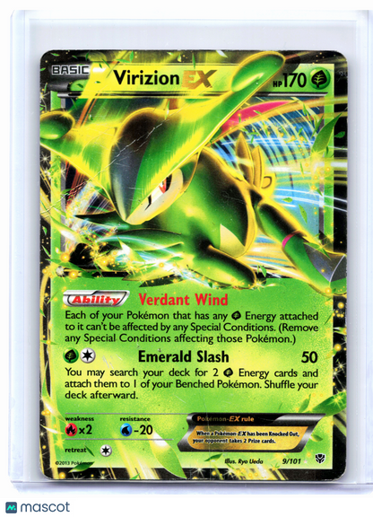 2013 Pokemon—Virizion EX #9/101 Plasma Blast—Ultra Rare Holo [Damaged]