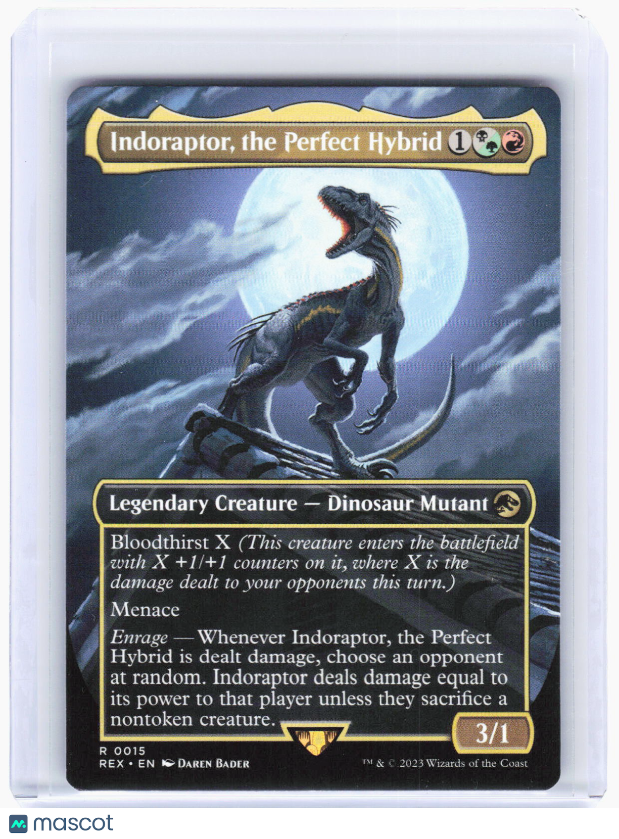 2023 Magic: The Gathering—Indoraptor, the Perfect Hybrid #15 (REX)—Rare Non-Foil