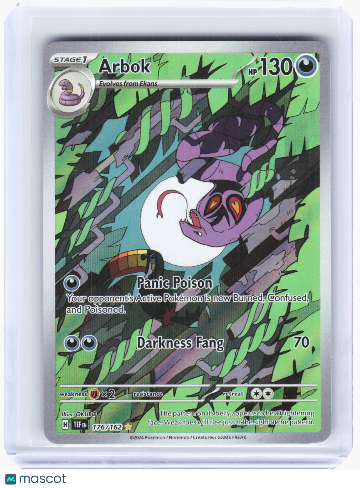 2024 Pokemon—Arbok #176/162 Temporal Forces—Illustration Rare Holo