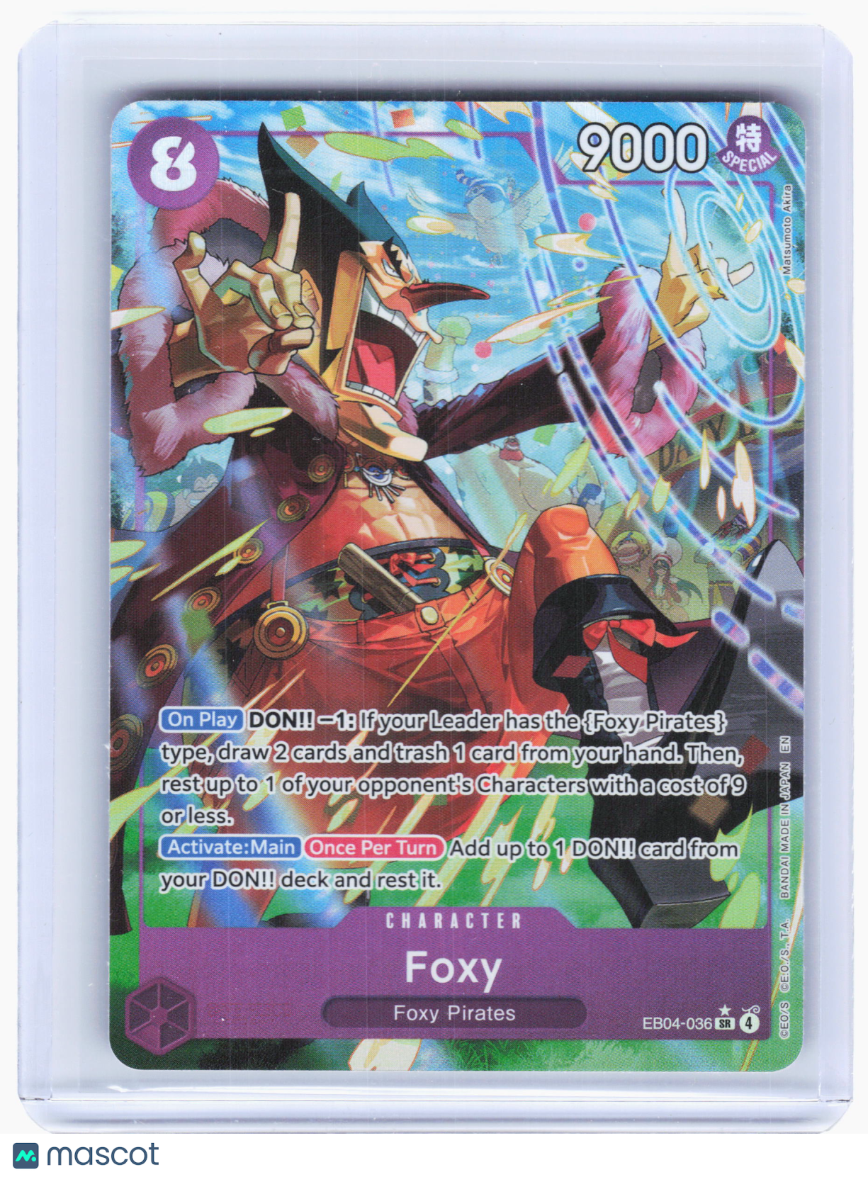 2026 One Piece—Foxy #EB04-036 The Azure Sea's Seven—Super Rare Foil (Alt Art)