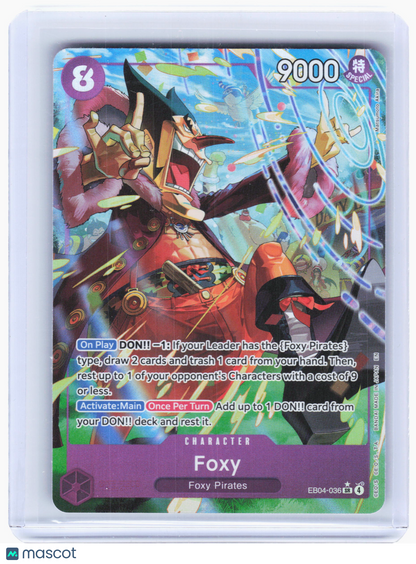 2026 One Piece—Foxy #EB04-036 The Azure Sea's Seven—Super Rare Foil (Alt Art)