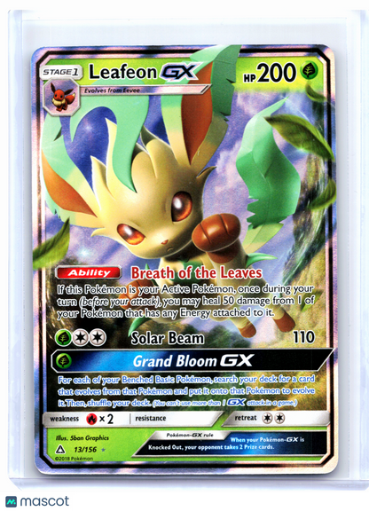 2018 Pokemon—Leafeon GX #13/156 Ultra Prism—Ultra Rare Holo