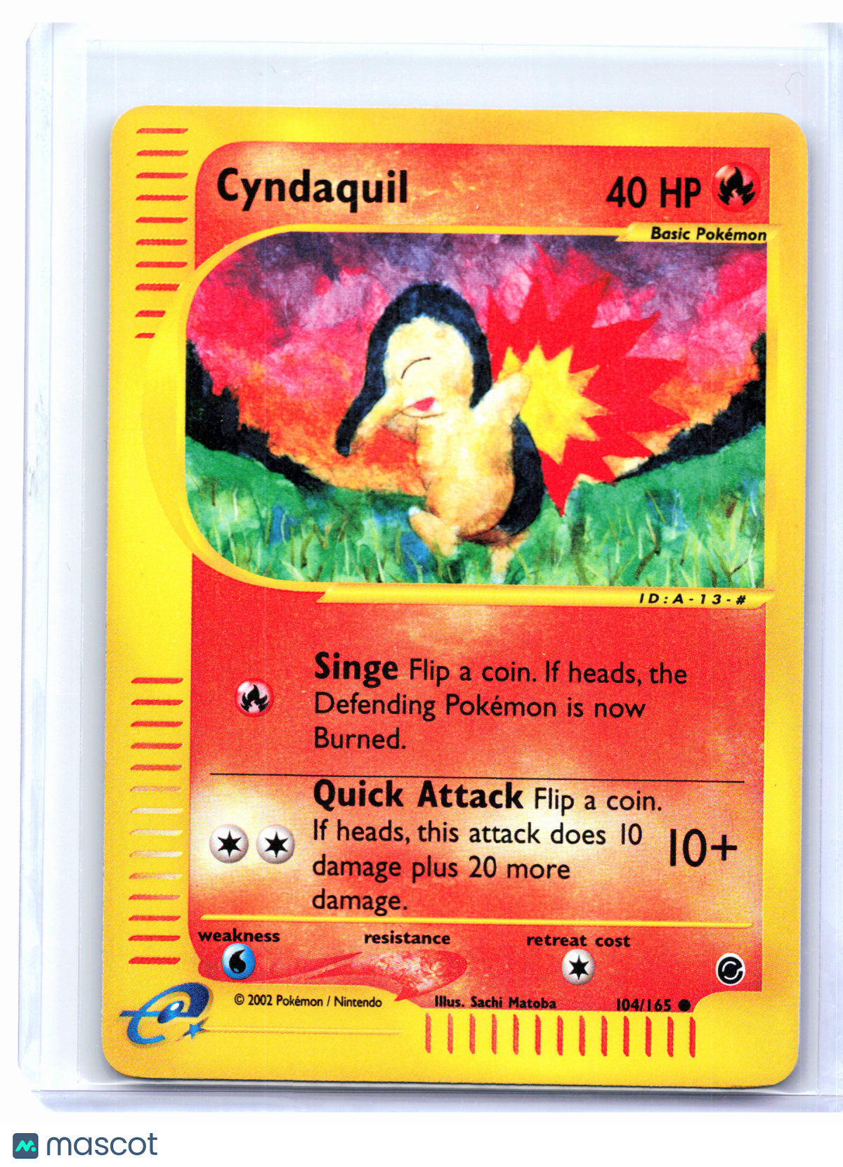 2002 Pokemon—Cyndaquil #104/165 Expedition Base Set—Common Reverse Holo [MP]