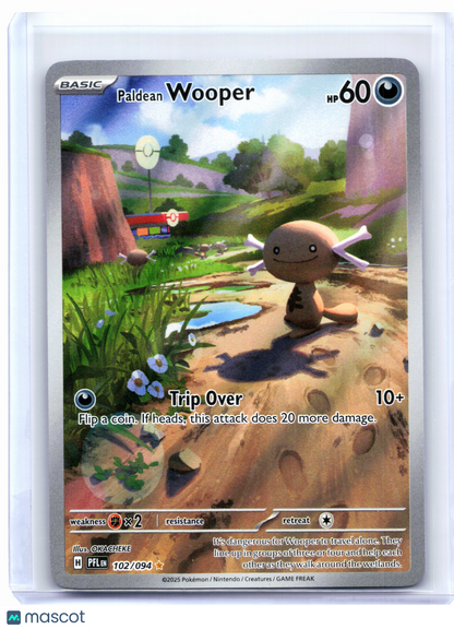 2025 Pokemon—Paldean Wooper #102/094 Phantasmal Flames—Illustration Rare Holo