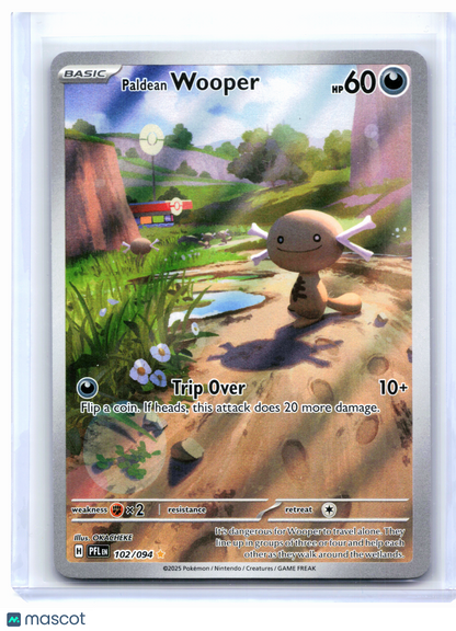 2025 Pokemon—Paldean Wooper #102/094 Phantasmal Flames—Illustration Rare Holo