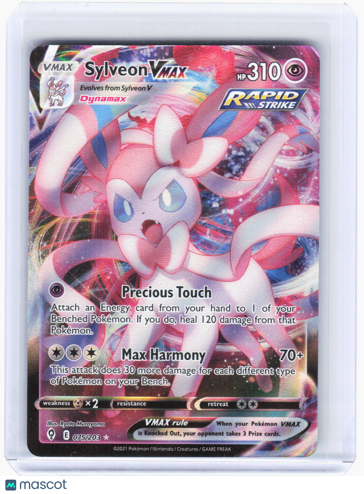 2021 Pokemon—Sylveon VMAX #75/203 Evolving Skies—Ultra Rare Foil