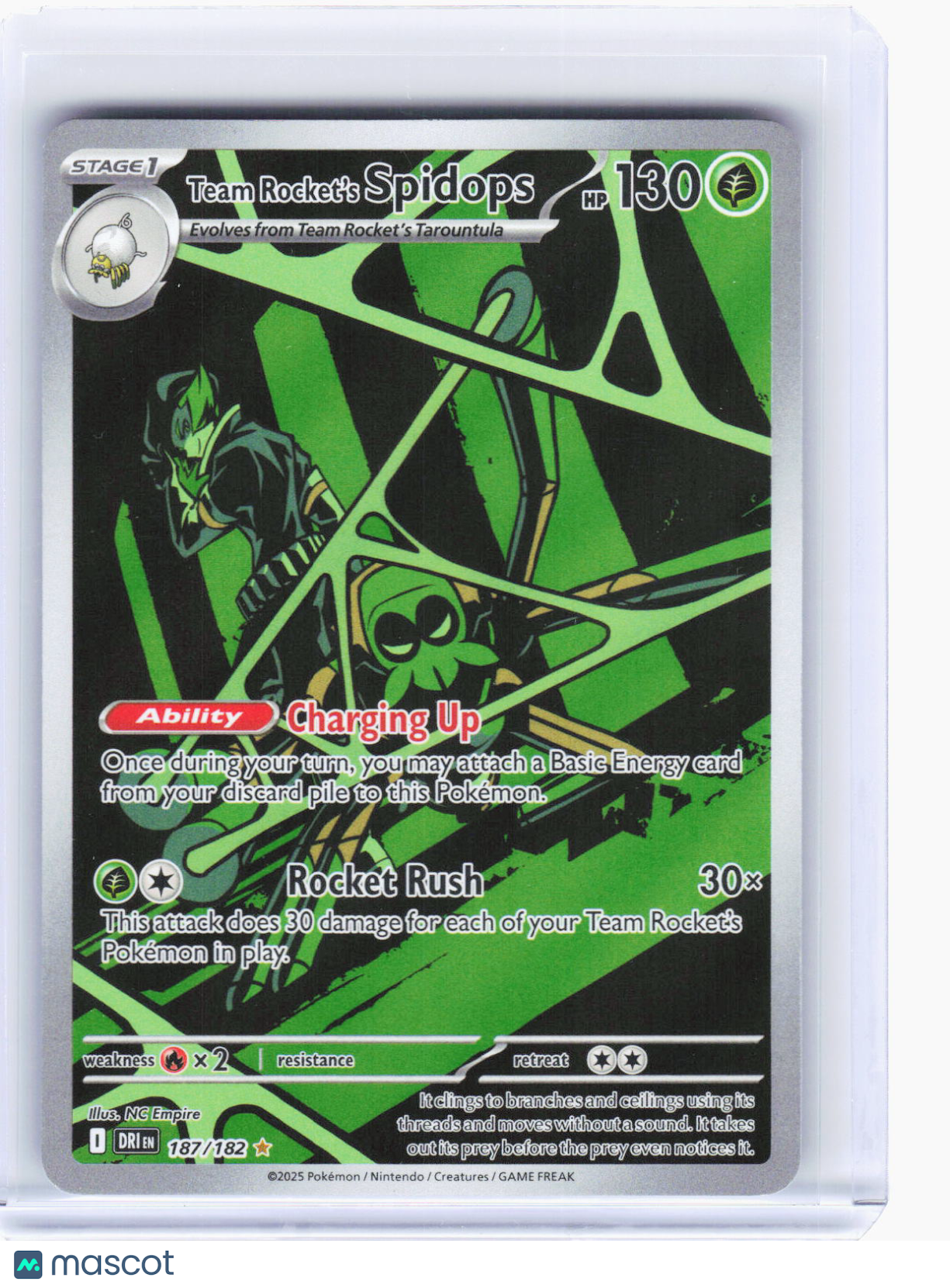 2025 Pokemon—Team Rocket's Spidops #187/182 Destined Rivals—IR Foil