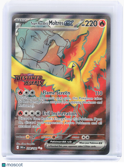 2025 Pokemon—Team Rocket's Moltres ex (Stamped) #208/182 Destined Rivals—UR Foil